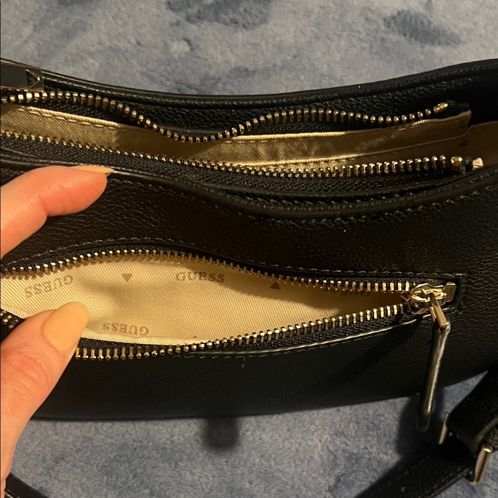 GUESS Black Shoulder Bag with Gold Accents. Brand New! - Picture 7 of 10